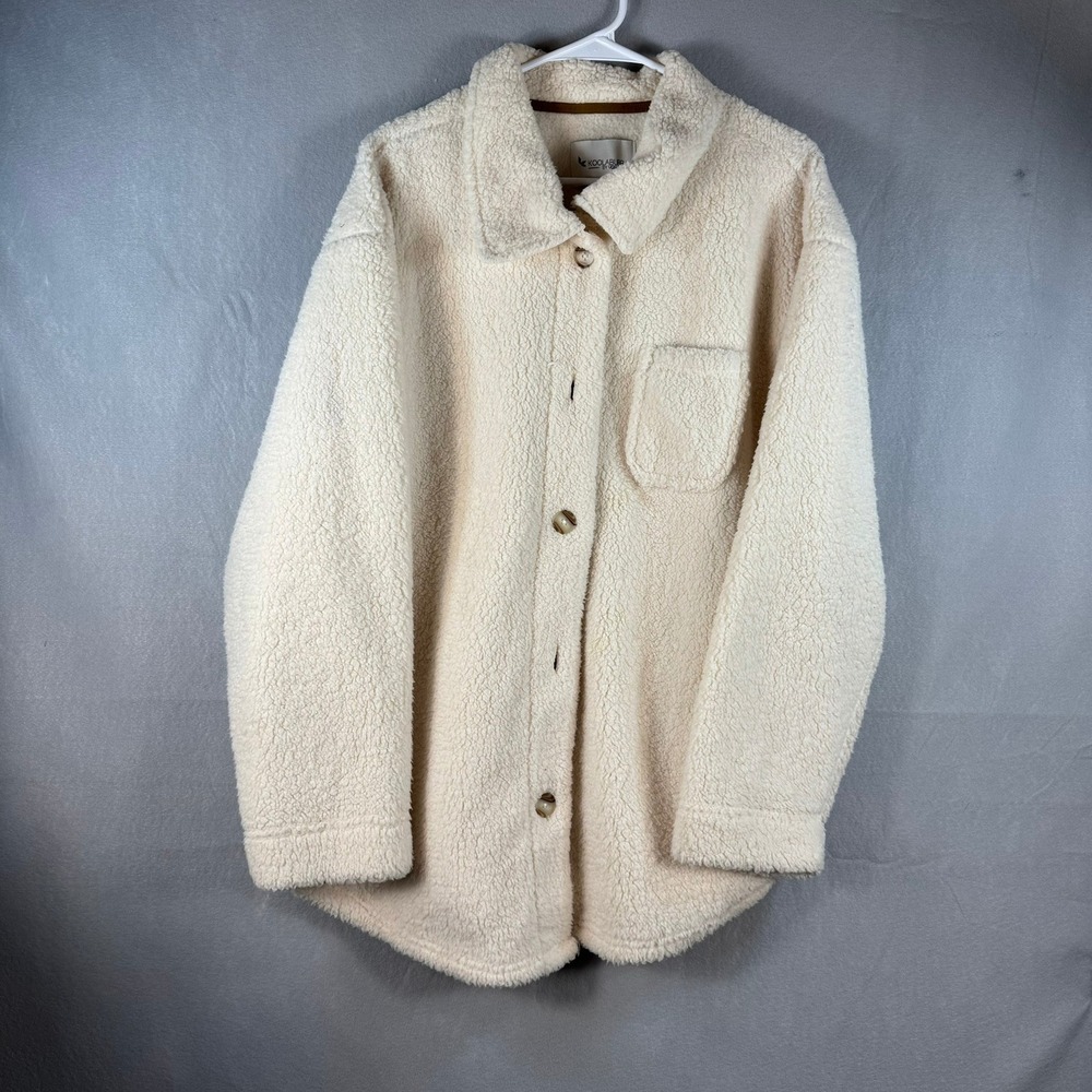 Koolaburra by UGG Cream Sherpa Fleece Shacket Button Front Shirt Jacket XL